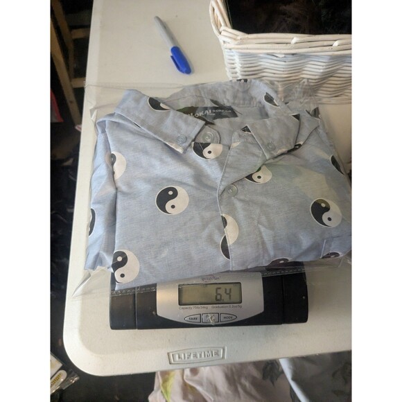 Molokai Surf Co Yin Yang Short Sleeve Button Down Shirt Light Ble Mens XL - Picture 7 of 7